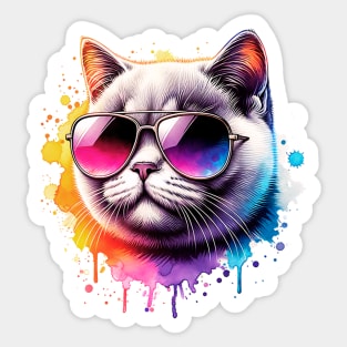 Watercolor British Shorthair Cat Sticker